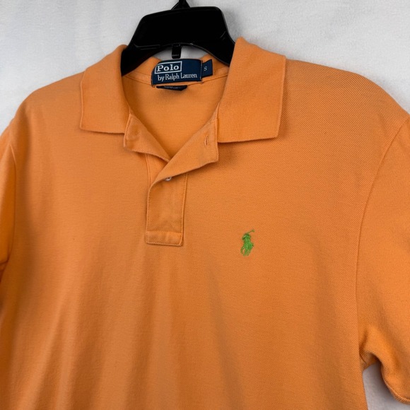 Polo by Ralph‎ Lauren Men's Small Orange Polo Shirt Green Pony Casual - Picture 6 of 7